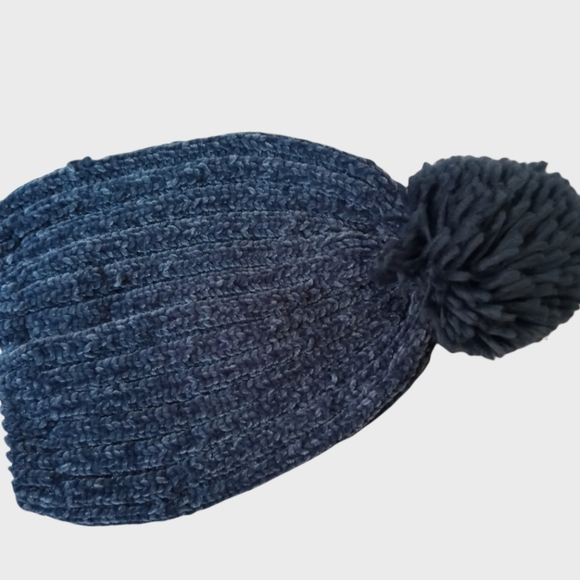 New York & Company Pom Beanie Blue Color Non Sized - Picture 7 of 7